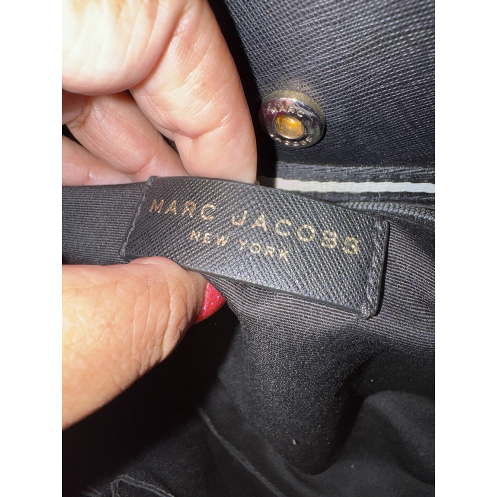 Marc Jacobs Logo Shopper Tote Bag East/West Leather Shadow Black - Picture 10 of 14